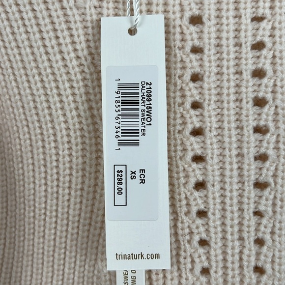 NWT Trina Turk Dalhart Sweater Ecru XS Cream 100% Merino Wool - Picture 9 of 9